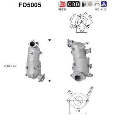 Auris / Avensis Corolla (2.2D) 07/05- roetfilter cordieriet (e4) 250510R030
