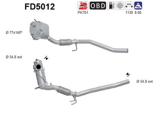 Passat (2.0TDi) -05/10 roetfilter cordieriet 3C0254702HX