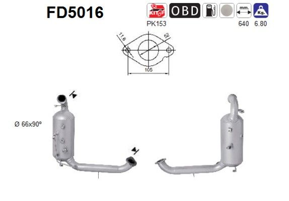 C-Max / Focus II / Mazda 3 / V50 (1.6D) 07/04- roetfilter cordieriet 36050310