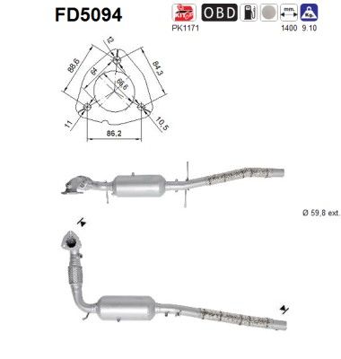 Tourneo / Transit (2.2TDCi) 01/13- roetfilter cordieriet (e5) 1844609