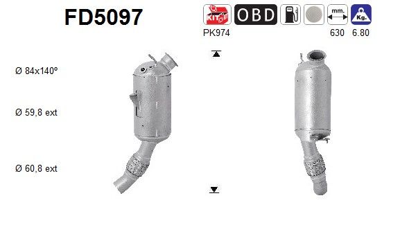 320D / X1 (E90/E91/E92/E4 2.0D) 09/09- roetfilter cordieriet 18307823349