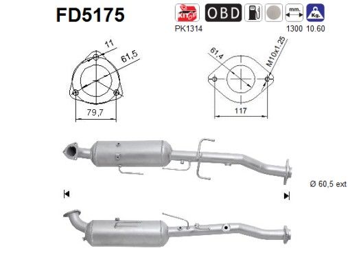 Roetfilter toyota hilux 2.5td d4d 174100L040
