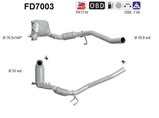 A3 / Altea / Golf V / Jetta III (2.0TDi) 11/05-  roetfilter cordieriet(e4) 1K0254701QX