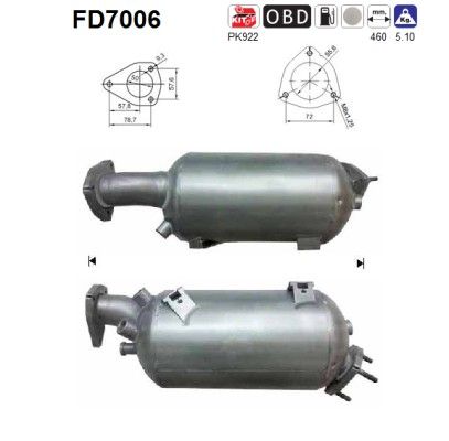 A4 / A6 (1.9TDi/2.0TDiF) roetfilter 8E0254750FX